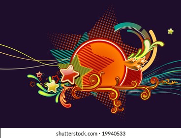 Vector illustration of Candy colorful stars background.