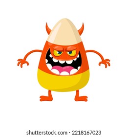 Vector illustration, candy corn monster character, as a poster or template, national candy corn day or Halloween day.