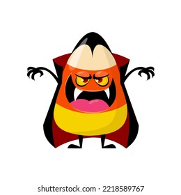 Vector illustration, candy corn vampire character, as a poster or template, national candy corn day or Halloween day.