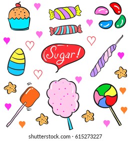 Vector illustration of candy doodle style