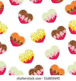 Vector illustration of candy heart seamless pattern