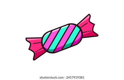 Vector illustration of candy label blue and pink icon on white background.