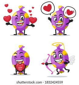 vector illustration of candy mascot or character collection set with love or valentine or love theme