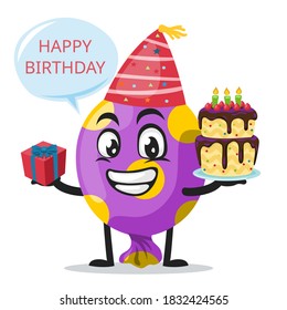 vector illustration of candy mascot or character celebrate birthday party