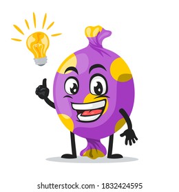 vector illustration of candy mascot or character got idea
