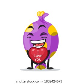 vector illustration of candy mascot or character give love symbol and says i love you