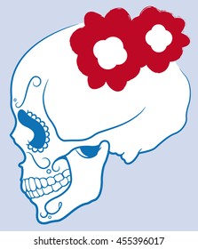 vector illustration of a candy skull with flowers