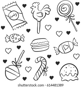 Vector illustration candy various doodles