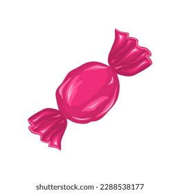 Ilustración vectorial de un caramelo envuelto en lámina rosa o embalaje. Ilustración del vector