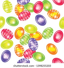Vector illustration of candys. Seamless  pattern of sweets.  Illustration of dessert.  Vector pattern for print