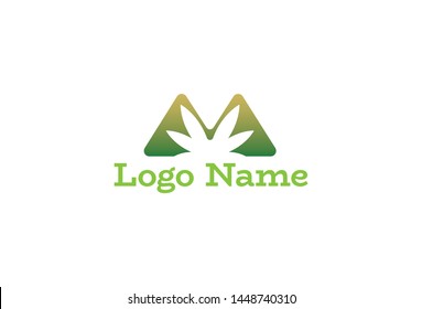 Vector illustration. Cannabis green leaf logo design. Isolated on white background.