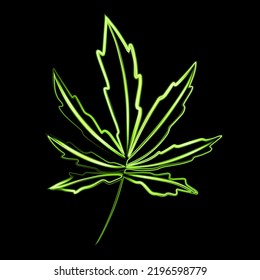 Vector illustration of cannabis leaf with neon effect.