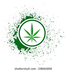 Vector Illustration  with  Cannabis  on White Background. Marijuana Icon Isolated. 