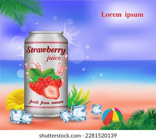 Vector illustration of canned beverage packaging, sample product.