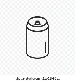 Vector illustration of canned drink icon in dark color and transparent background(png).