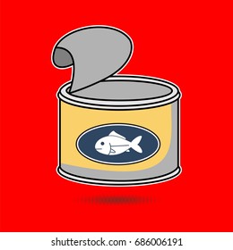 Vector illustration canned  fish icon.