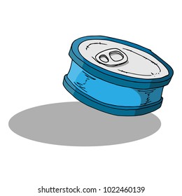 Vector illustration of canned fish. Meat or fish preserves. Hand drawn.