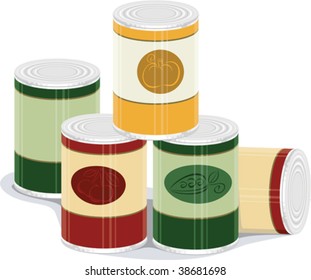 vector illustration of canned goods