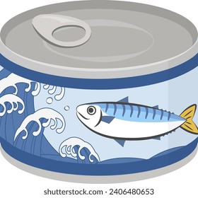 Vector illustration of canned mackerel