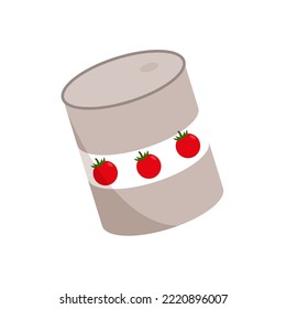 Vector illustration of canned tomatoes in flat style isolated on white background