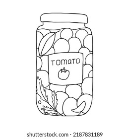 Vector illustration of canned tomatoes in a jar in doodle style
