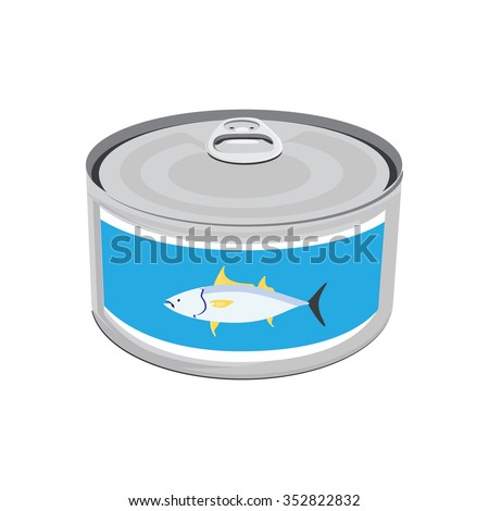 Vector illustration canned tuna fish icon. Can of tuna with label tuna fish. Flat design