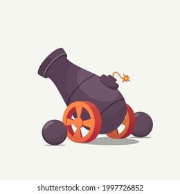 Vector Illustration Of Cannon Ball Ready To Shoot. Isolated On A White Background