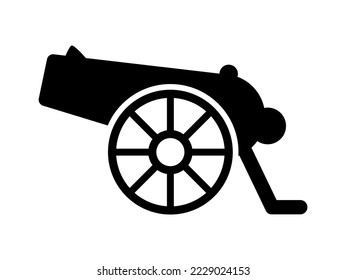 vector illustration of cannon, war or weapon icon on white background