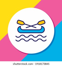 Vector illustration of canoe icon colored line. Beautiful nautical element also can be used as kayak icon element.