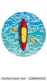 Vector Illustration Of canoe in sea.