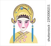 Vector illustration of a Cantonese Opera man. Chinese opera is an ancient musical. The men