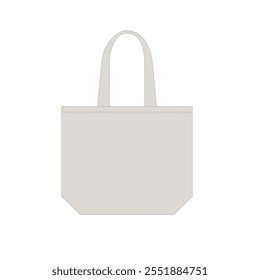 Vector illustration of canvas tote bag natural light white color, isolate on white background. Drawing of toto bag shopper bag made of natural textile for carrying shopping.