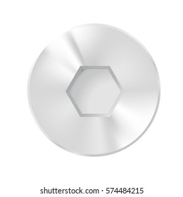 Vector illustration. Cap screws with hexagon flat, glossy.