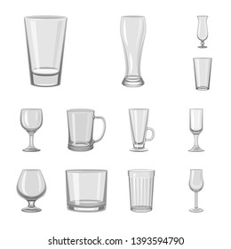 Vector illustration of capacity and glassware icon. Collection of capacity and restaurant stock symbol for web.