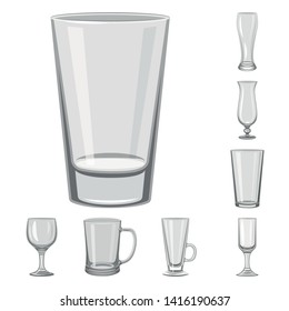 Vector illustration of capacity and glassware icon. Set of capacity and restaurant vector icon for stock.