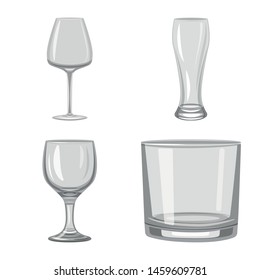 Vector illustration of capacity and glassware icon. Collection of capacity and restaurant vector icon for stock.