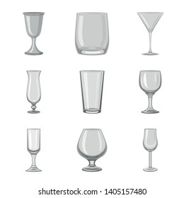 Vector illustration of capacity and glassware symbol. Collection of capacity and restaurant stock vector illustration.
