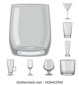 Vector illustration of capacity and glassware symbol. Set of capacity and restaurant vector icon for stock.