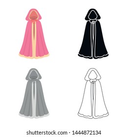 Vector illustration of cape and princess symbol. Set of cape and queen stock symbol for web.