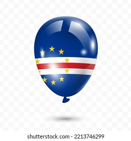 Vector illustration of Cape Verde country flag balloon on transparent background (PNG). Flying flag balloons for Independence Day celebrations.