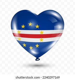 Vector illustration of a Cape Verde country love balloon on transparent background (PNG). Flying love balloons for Independence Day celebration.