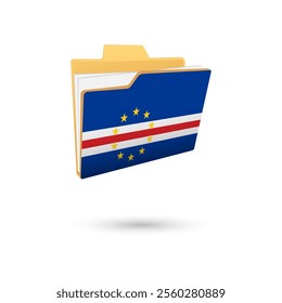 Vector illustration of Cape Verde flag isolated in file folder on white background.