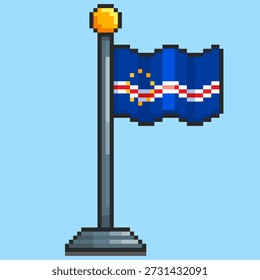 Vector Illustration of Cape Verde Flag with Pixel Art Design, perfect for game assets themed designs