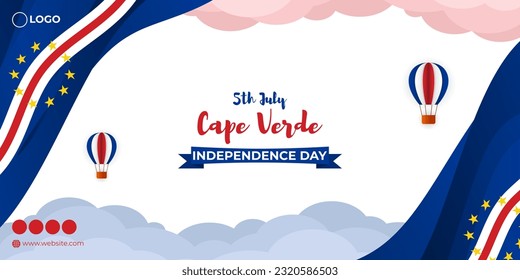 Vector illustration of Cape Verde Independence Day 5 July social media story feed mockup template