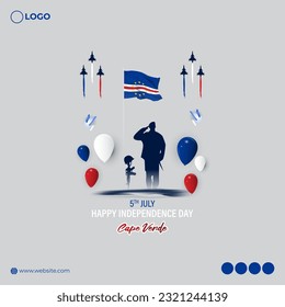 Vector illustration of Cape Verde Independence Day 5 July social media story feed mockup template