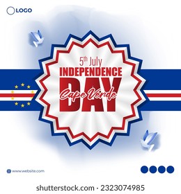 Vector illustration of Cape Verde Independence Day 5 July social media story feed mockup template