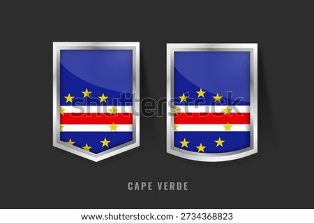 Vector Illustration of CAPE VERDE Label Logo. CAPE VERDE Badge Sign CAPE VERDE With Flag, Cape Verdean Product Label Banners Template.