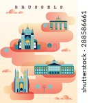 vector illustration of the capital of Belgium. Brussels landmarks. Modern flat candy style. Can be used for logo, banners, guidebook, banners.