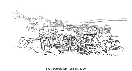 Vector Illustration of the capital city of Tbilsi, Georgia