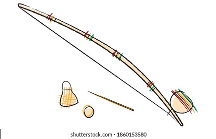 Vector Illustration of Capoeira musical instrument (Berimbau). The origin is from Angola (Hungu) but it is also traditional from Bahia, Brazil. Isolated on white background.